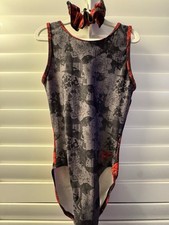 PLUM leotard GYMNASTICS DANCE BALLET size AXS adult extra small ROSE FLOWERS