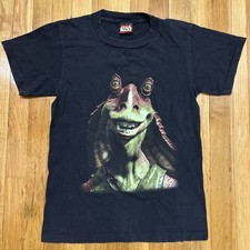 Vintage Star Wars Jar Jar Binks Graphic T-shirt Phantom Menace Episode 1 Youth L