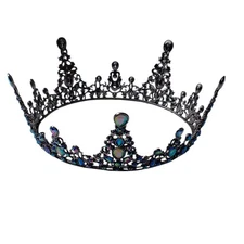 Black Filigree Rhinestone Jewelry Tiara Crown Gothic Pageant Prom Headpiece
