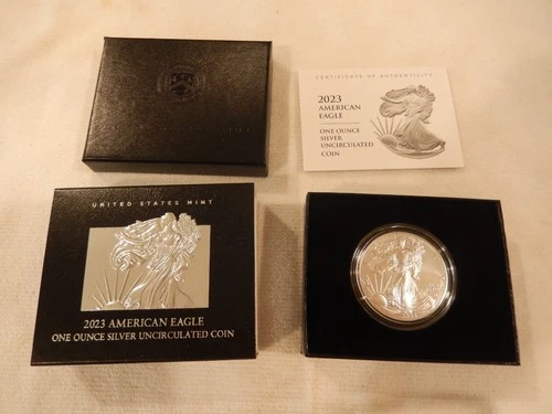 2023 W American Eagle 1 Ounce Silver Uncirculated Coin, US Mint 23EG COA