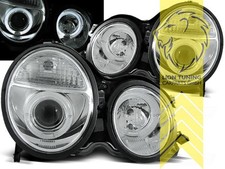 LED Angel Eyes Scheinwerfer f&uuml;r Mercedes Benz W210 Limo T-Modell E-Klasse chrom