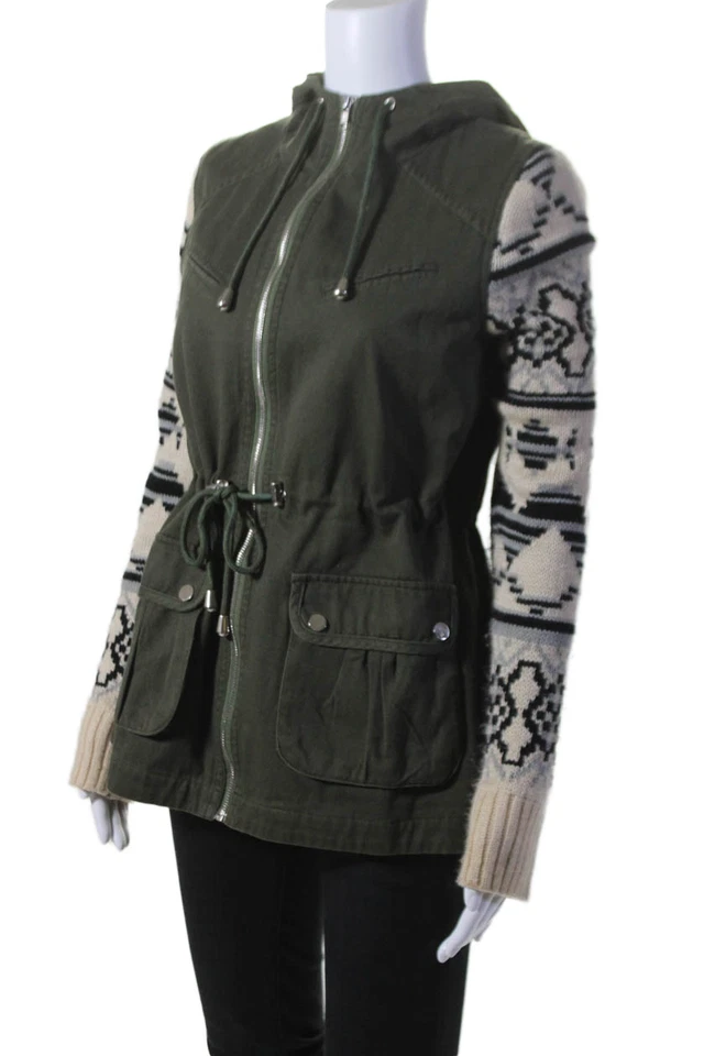 Chaqueta militar Fate para mujer de algodón con cremallera completa tejido con capucha verde talla L Foto 2 de 4