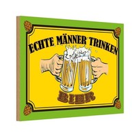 Holzschild 12X18 Cm Alkohol Echte MäNner Trinken Bier Deko Geschenk Holz Schild