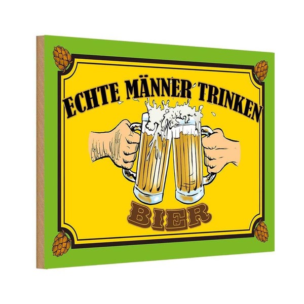 Holzschild 12X18 Cm Alkohol Echte MäNner Trinken Bier Deko Geschenk Holz Schild-image
