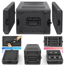 New Rack Case 6U Shallow 17" Depth 19" Rackmount Flight Case Shock Mount for DJ