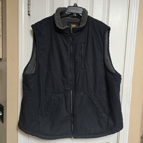 Chaleco Lee Premium Select Para Hombres XXL Negro Lona Sherpa Forrado Aislado Cremallera Completa