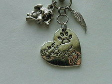 PET LOSS DOG MEMORIAL LOVE KEYCHAIN PURSE CLIP BAG CHARM BACKPACK BAG FOB