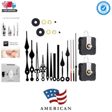 2 Pieces Silent Clock Movement Mechanism Long and Short Shaft with 6 Differen...