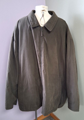 Oak Hill Men's Brown/Green Jacket/Coat ~Soft Faux Suede Full Zip Collared ~5XL