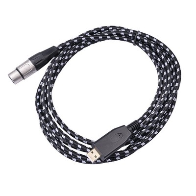 1 x Mikrofonkabel 10 Fuß ca. 175 g schwarz + weiße Schlangen XLR-Buchse auf USB