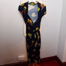Women's M &S Autograph Black Floral cross over bust  Dress UK Size 8