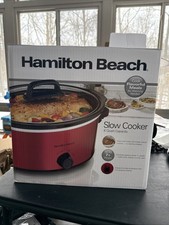 Hamilton Beach 6 Qt Slow Cooker, Stoneware Crock with Removable Pot, Red