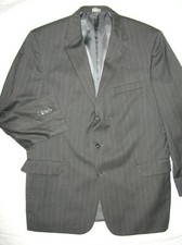 Jos. A. Bank black pinstripe 3B suit 46L / pants 37 2 1/2 extra x 30 S10