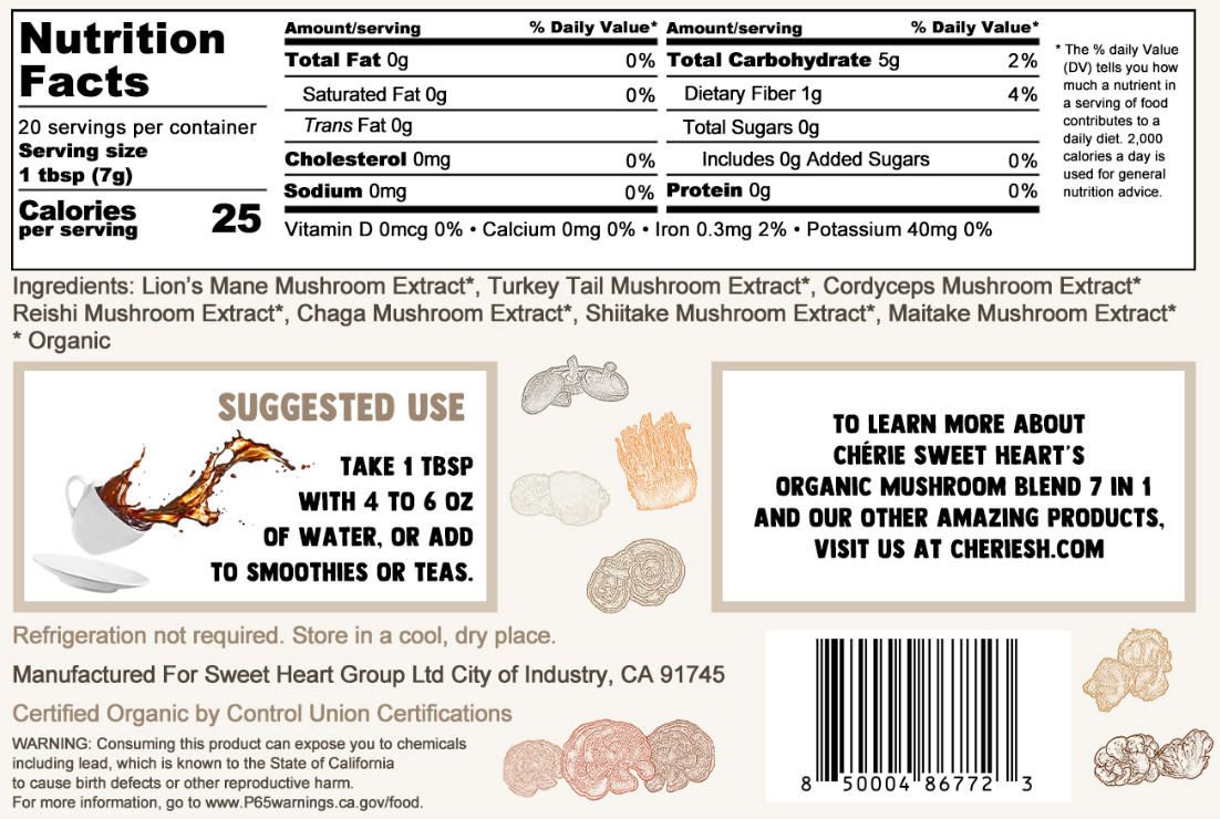 Organic Mushroom Blend 7 in 1, Lions Mane, Reishi, Chaga, Maitake, Cordyceps