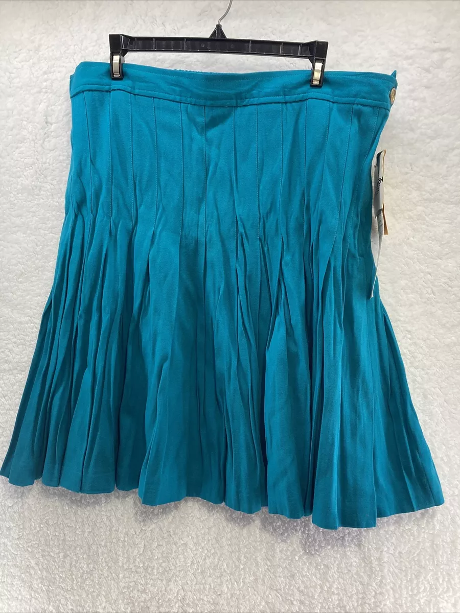 Vintage Pleated Skirt 20w CHAUS Womens Stretch Gabardine Turquoise