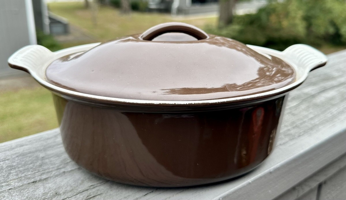 Le Creuset 22 Brown Oval Cast Iron Enamel Dutch Oven France