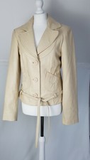 Vero Moda Agata Leather Blazer Jacket Ivory Sheep Leather Size L