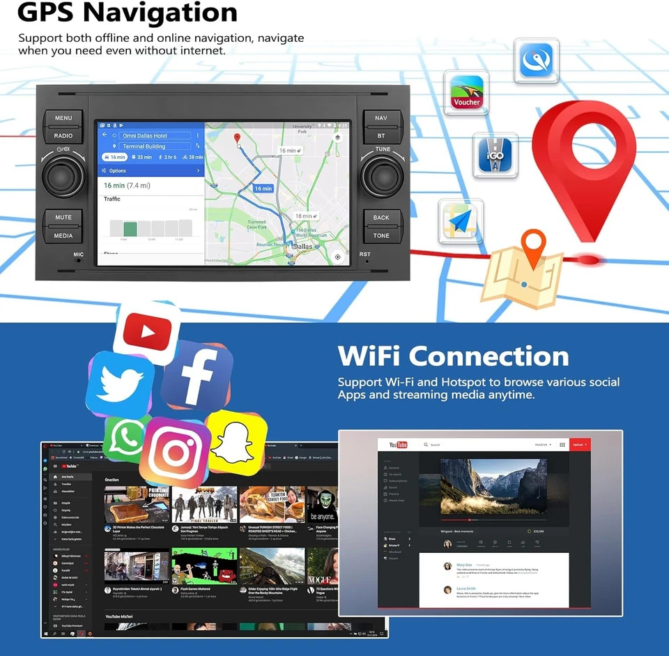 Android 13 For Ford Fiesta 2006 2007 2008 Apple CarPlay Car Stereo BT GPS Radio - Image 4 of 4