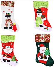 New Pack of 4, 18" 3D Plush Christmas Stockings for Christmas Decorations