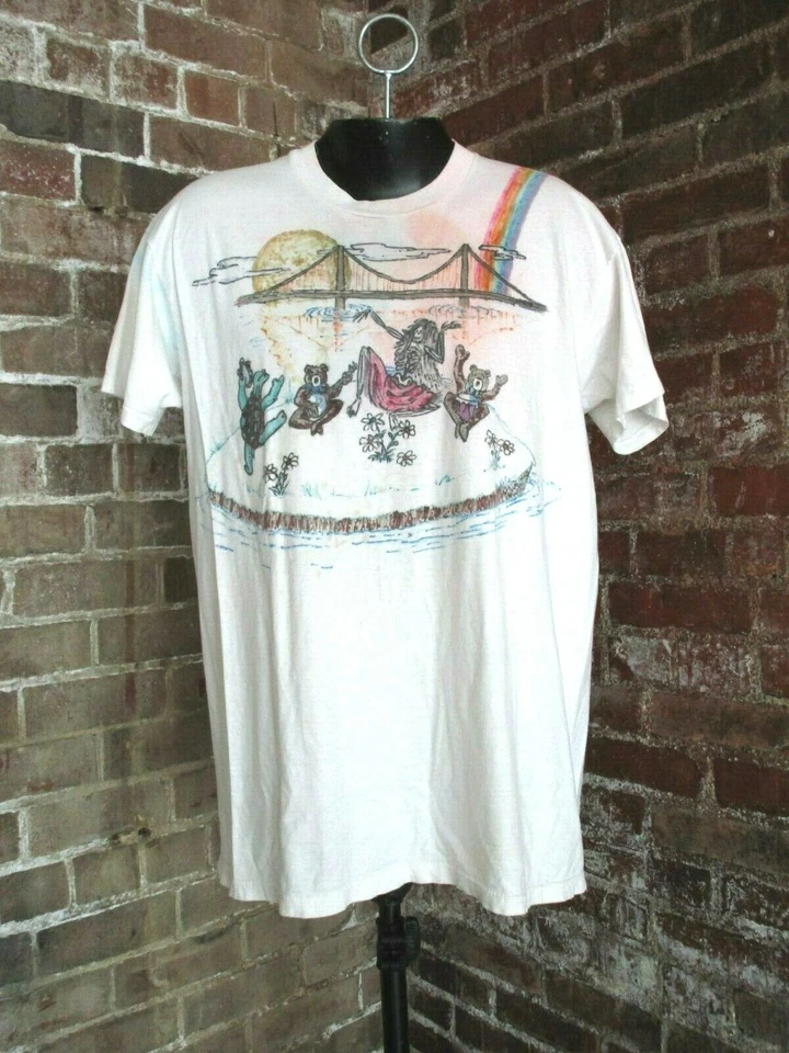Camiseta Vintage Grateful Dead (XL) Arte Desenhada à Mão 2 Lados RARA-Única - Imagem 4 de 4
