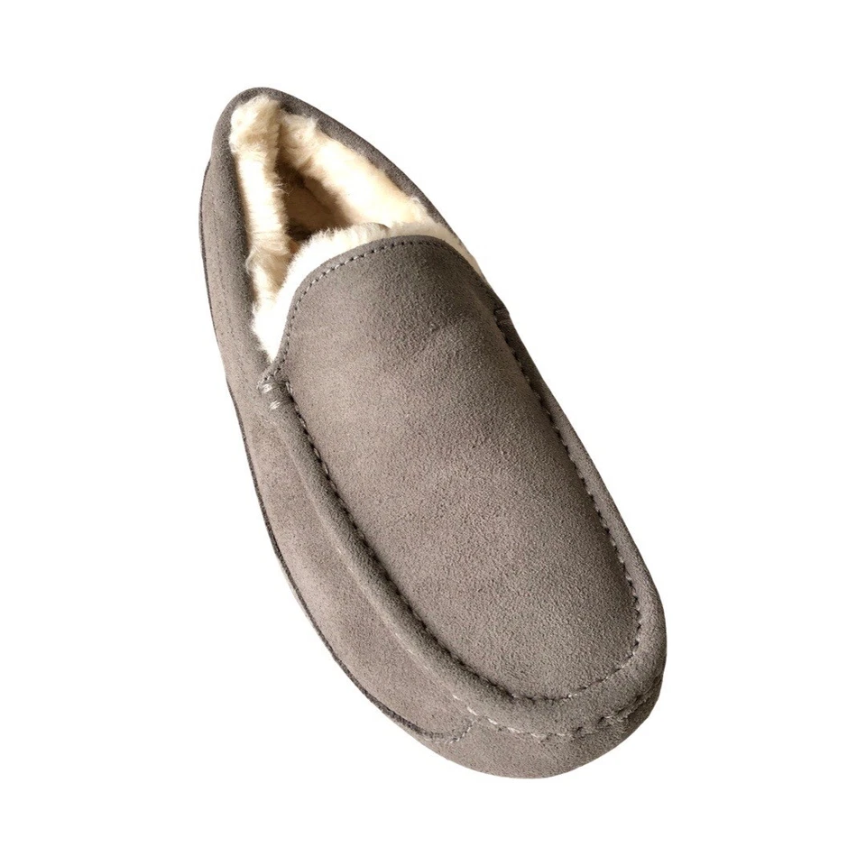 UGG 男式 Ascot 拖鞋 1101110 鞋 羊皮 麂皮绒 灰色 — 第 2/4 张图片