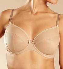 NWT Chantelle 32DDDD Parisian Plunge Underwire Bra 1471 Nude Beige 