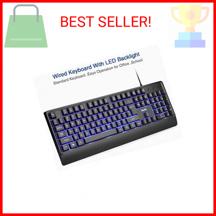 mafiti Computer Office Keyboard Wired USB 104 Keys Full Size Backlit Keyboards C