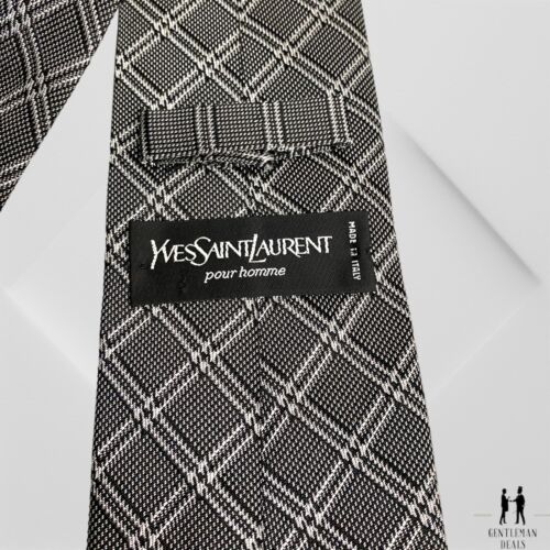 YSL Yves Saint Laurent Cravate à carreaux soldes Jacquard Glen Check Long 60 x 3