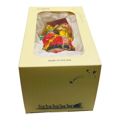 Seltener Weihnachtsbär Weihnachtsschmuck Glaswaren Kunst Studio handgefertigt mit Aufbewahrungsbox - Bild 20 von 23