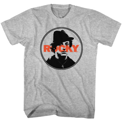 Rocky Movie Circle Photo Rocky Wearing Cross Men's T Shirt