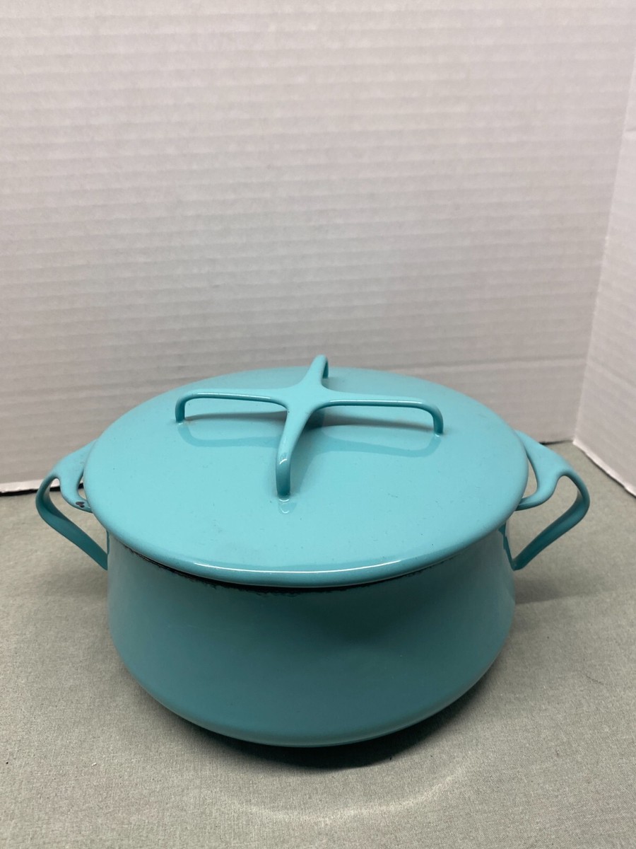 Vintage Dansk Kobenstyle Turquoise Enamel Dutch Oven Stock Pot