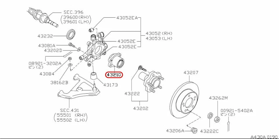 Nissan OEM Rear Left Wheel Hub Bearing 43281-AA300 for Infiniti - Изображение 3 из 4