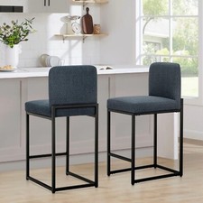 24" Bar Stool Counter Height Bar Chair Set of 2 PU Leather Dining Chair
