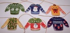6 Pieces Christmas Ugly Sweater Resin Ornaments