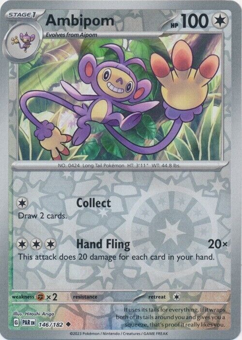 Ambipom Reverse Holo Pokemon TCG Card 146/182