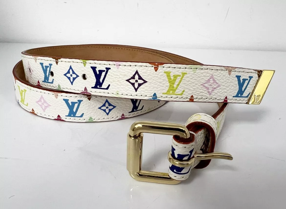 Louis Vuitton White Multicolore Monogram Canvas Buckle Belt 80CM Louis  Vuitton