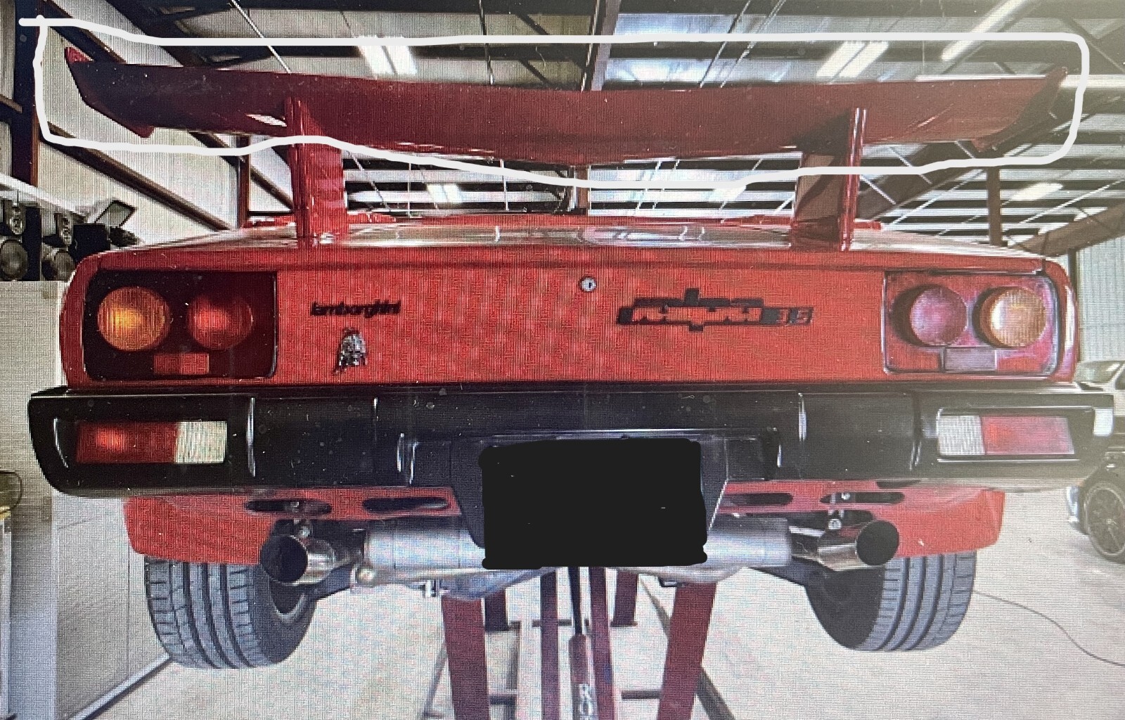 Top Wing 9pc Spoiler W/ Mounting Bracket & Cover For Lamborghini Jalpa 1982-1988