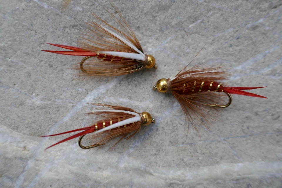 4 St. Goldkopf BROWN-PRINCE Nymphen Regenbogen-Bach-Forelle Saibling Nymphe Top - Bild 1 von 1