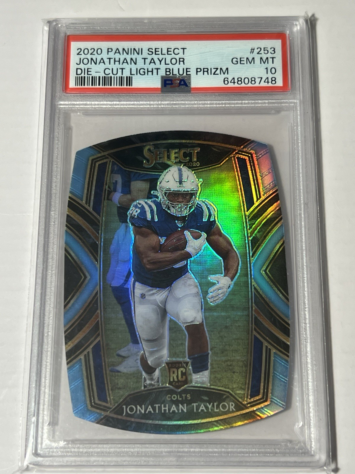 2020 Panini Select Jonathan Taylor Club Level Die-Cut Light Blue Rookie PSA 10