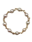 13K - 14K Yellow Gold Chain Link Pearl Station Ring Size 6.5 #25854