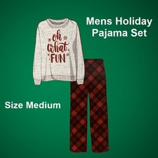 Men's 2 Piece Holiday Pajama Set Christmas PJ's Size Medium Oh What Fun 