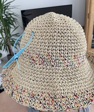 Aesthetic Raffia Straw Sun Hat with Colour Pop Trim – Cottagecore Summer Bucket