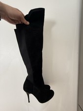 Moda In Pelle Ladies Black Suede Stiletto Round Toe Knee High Boot Eu 39 Uk 6