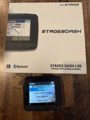 Stages Dash L50 Wireless GPS Cycling Computer with Box and Accessories Used