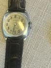 ROLEX Unicorn Vintage Trench Military Watch  WHITE GOLD PLATE Big Lugs Cushion