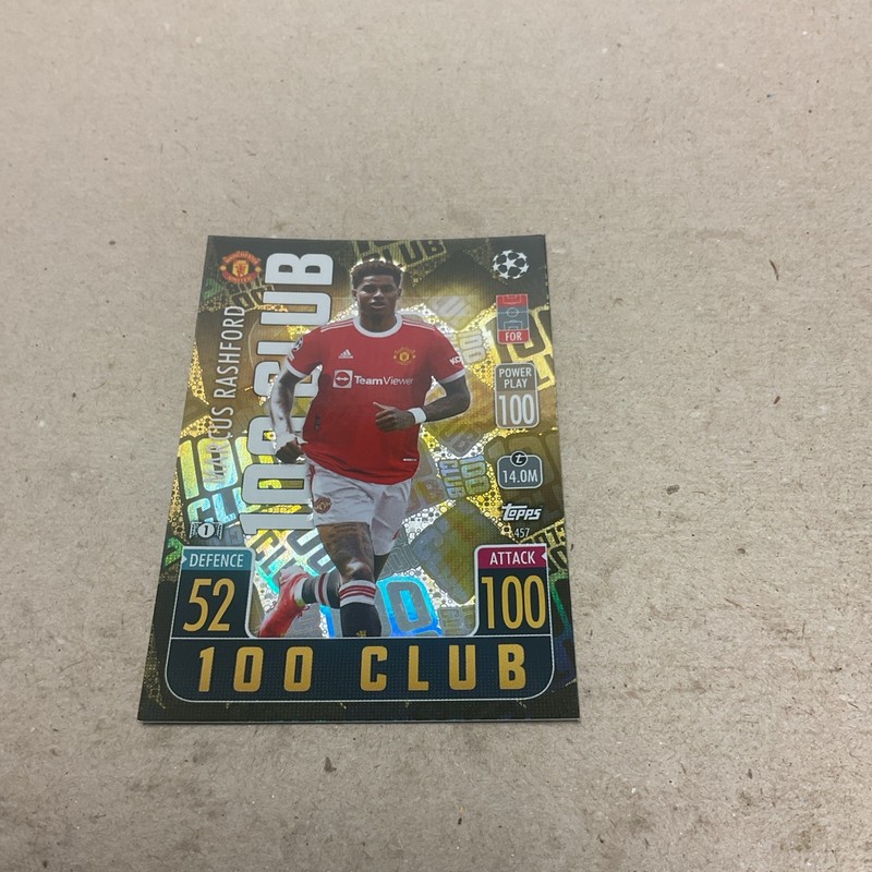 2021/22 Topps Match Attax Manchester United Marcus Rashford Gold Foil 100 Club 