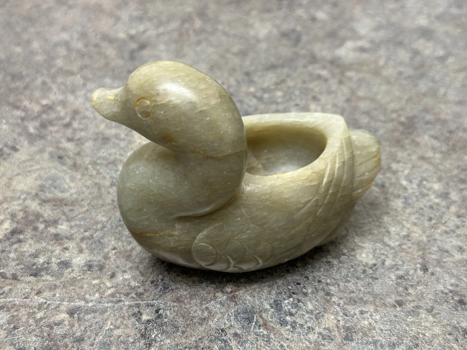 Talla de jade chino - Lavadora de cepillo en forma de pato, piedra académica” Foto 2 de 4