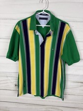 Tommy Hilfiger Vintage Mens Medium Polo Shirt Vertical Striped Multicolor Preppy