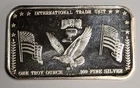 1 oz .999 Fine Silver Bar ~ CCM ~ International Trade Unit ~ Eagle, Bell, Flags