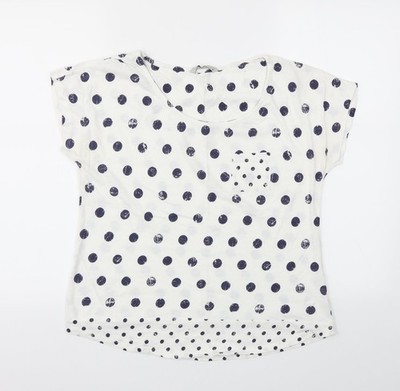 TU Damen blau gepunktetes Basic T-Shirt Größe 10
